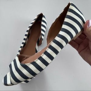 Old Navy Navy and White Striped Pointed-Toe Flats